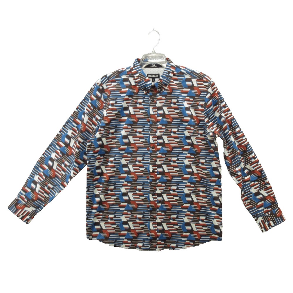 Rank 45 Men Shirt Large Western Long Sleeve Cotton Spandex Stretch New